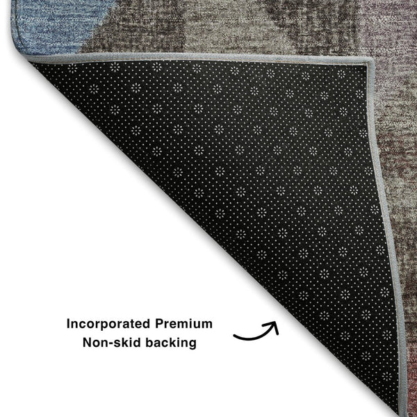 HomeRoots 10' Contemporary Silver Purple and Blue Geometric Area Rug - Washable, UV Protected, Durable Design 710741