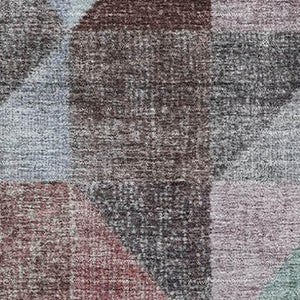 HomeRoots 10' Contemporary Silver Purple and Blue Geometric Area Rug - Washable, UV Protected, Durable Design 710741