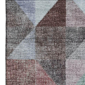 HomeRoots 10' Contemporary Silver Purple and Blue Geometric Area Rug - Washable, UV Protected, Durable Design 710741