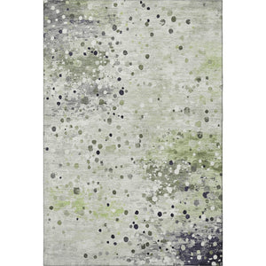 HomeRoots 8' Artichoke Green Abstract Washable Round Rug - UV Protected, Soft & Stylish for High-Traffic Homes 710744