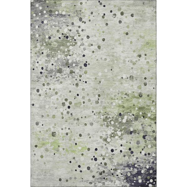 HomeRoots 8' Artichoke Green Abstract Washable Round Rug - UV Protected, Soft & Stylish for High-Traffic Homes 710744