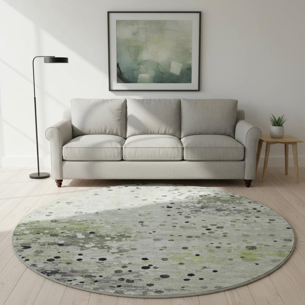 HomeRoots 8' X 10' Washable Artichoke Green Abstract Area Rug - UV Protected, Stain Resistant, Modern Design 710745