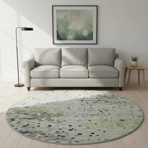 HomeRoots 8' X 10' Washable Artichoke Green Abstract Area Rug - UV Protected, Stain Resistant, Modern Design 710745
