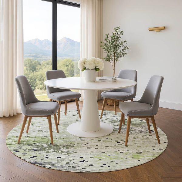 HomeRoots 8' X 10' Washable Artichoke Green Abstract Area Rug - UV Protected, Stain Resistant, Modern Design 710745