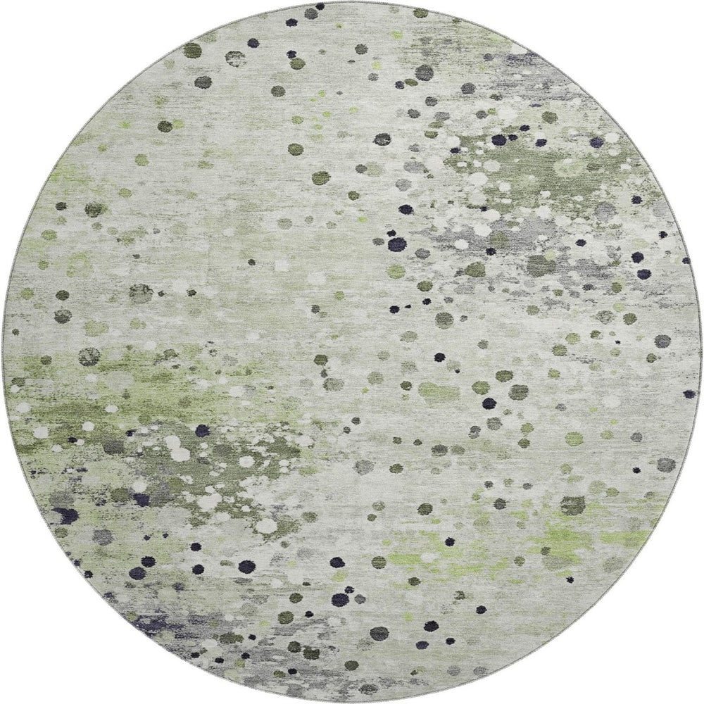 HomeRoots 8' X 10' Washable Artichoke Green Abstract Area Rug - UV Protected, Stain Resistant, Modern Design 710745