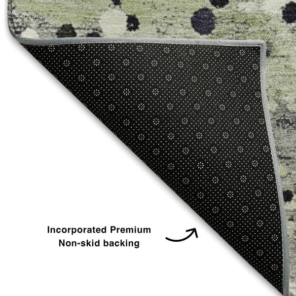 HomeRoots 10' X 14' Artichoke Green Abstract Area Rug - Soft, Washable, UV-Protected, Non-Slip for Busy Homes 710747