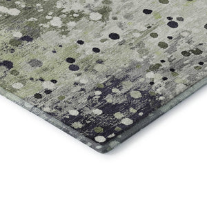 HomeRoots 10' X 14' Artichoke Green Abstract Area Rug - Soft, Washable, UV-Protected, Non-Slip for Busy Homes 710747