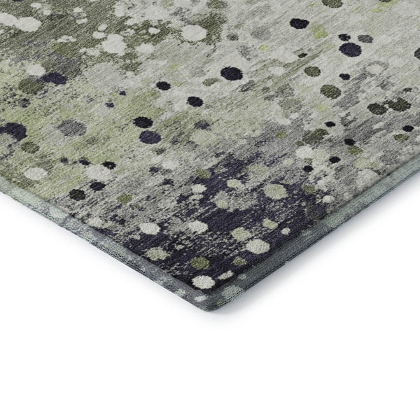 HomeRoots 10' X 14' Artichoke Green Abstract Area Rug - Soft, Washable, UV-Protected, Non-Slip for Busy Homes 710747