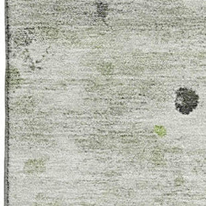 HomeRoots 10' X 14' Artichoke Green Abstract Area Rug - Soft, Washable, UV-Protected, Non-Slip for Busy Homes 710747