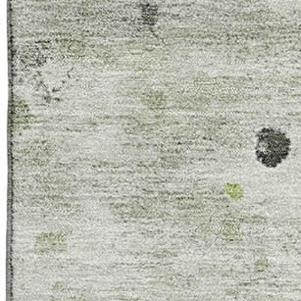 HomeRoots 10' X 14' Artichoke Green Abstract Area Rug - Soft, Washable, UV-Protected, Non-Slip for Busy Homes 710747