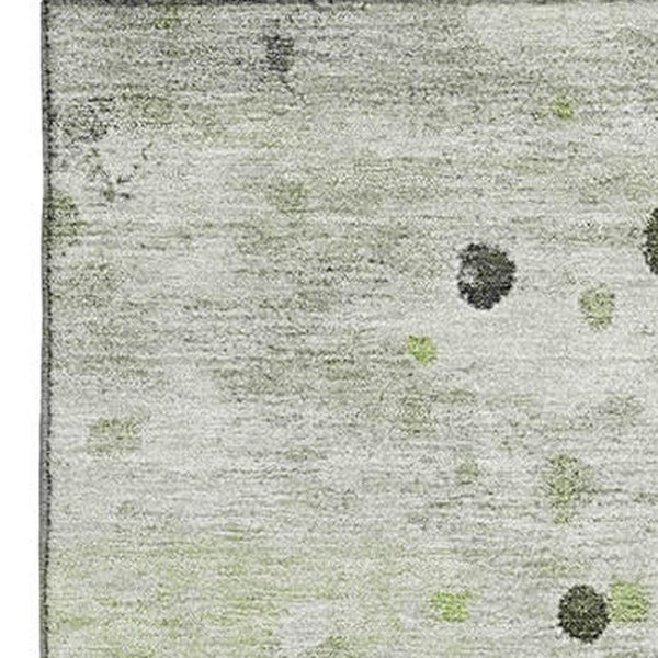 HomeRoots 10' X 14' Artichoke Green Abstract Area Rug - Soft, Washable, UV-Protected, Non-Slip for Busy Homes 710747