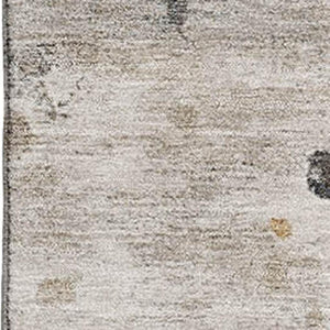HomeRoots 8' Stylish Washable Round Rug in Ivory, Gold, and Gray - UV Protected, Stain Resistant, Non-Slip! 710750