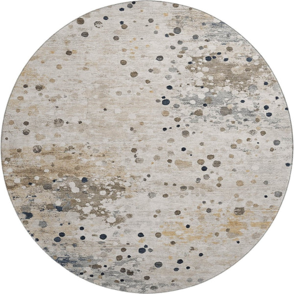 HomeRoots 8' X 10' Washable Ivory Gold Gray Abstract Area Rug – Durable, UV Protected, Stain-Resistant Style 710751