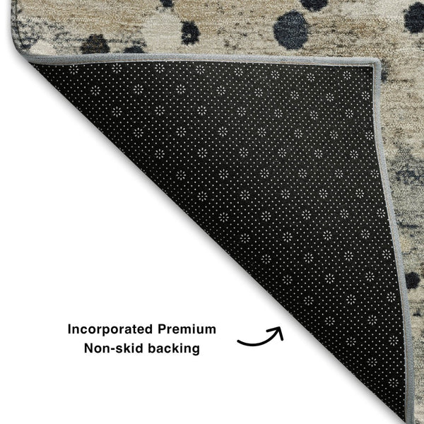 HomeRoots 10' X 14' Ivory Gold & Gray Abstract Area Rug - Washable, UV Protected, Perfect for Modern Homes! 710753