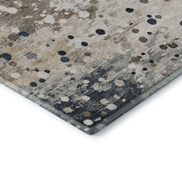 HomeRoots 10' X 14' Ivory Gold & Gray Abstract Area Rug - Washable, UV Protected, Perfect for Modern Homes! 710753