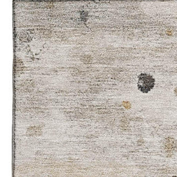 HomeRoots 10' X 14' Ivory Gold & Gray Abstract Area Rug - Washable, UV Protected, Perfect for Modern Homes! 710753