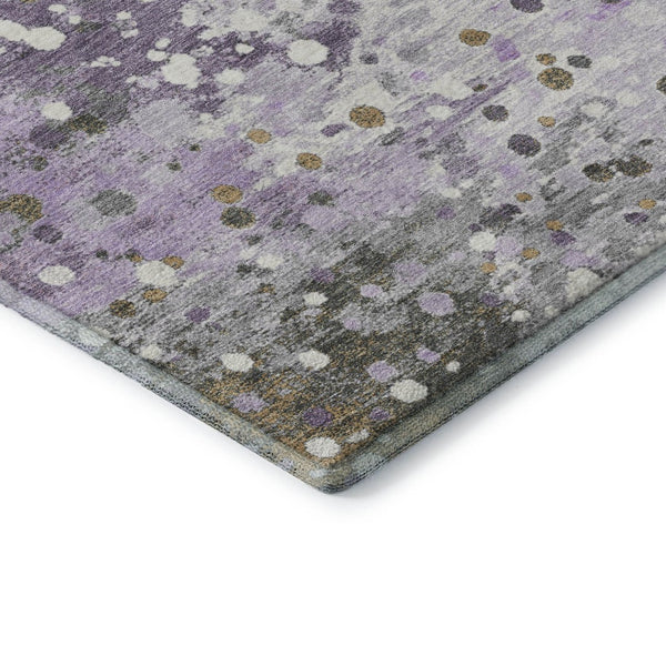 HomeRoots 5' Contemporary Lavender Gray & Ivory Abstract Washable Area Rug with UV Protection for All Rooms 710755