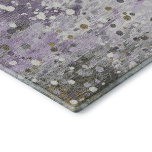 HomeRoots 8' Washable Lavender Gray & Ivory Abstract Round Rug with UV Protection, Perfect for Busy Homes! 710756