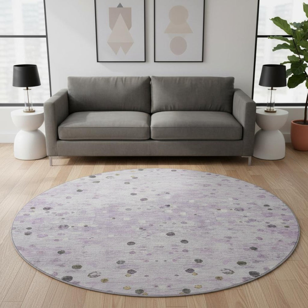 HomeRoots 8' X 10' Stylish Lavender Gray Ivory Abstract Area Rug - Washable, UV Protected, Pet-Friendly Design! 710757
