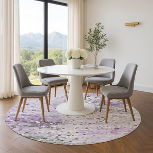 HomeRoots 8' X 10' Stylish Lavender Gray Ivory Abstract Area Rug - Washable, UV Protected, Pet-Friendly Design! 710757