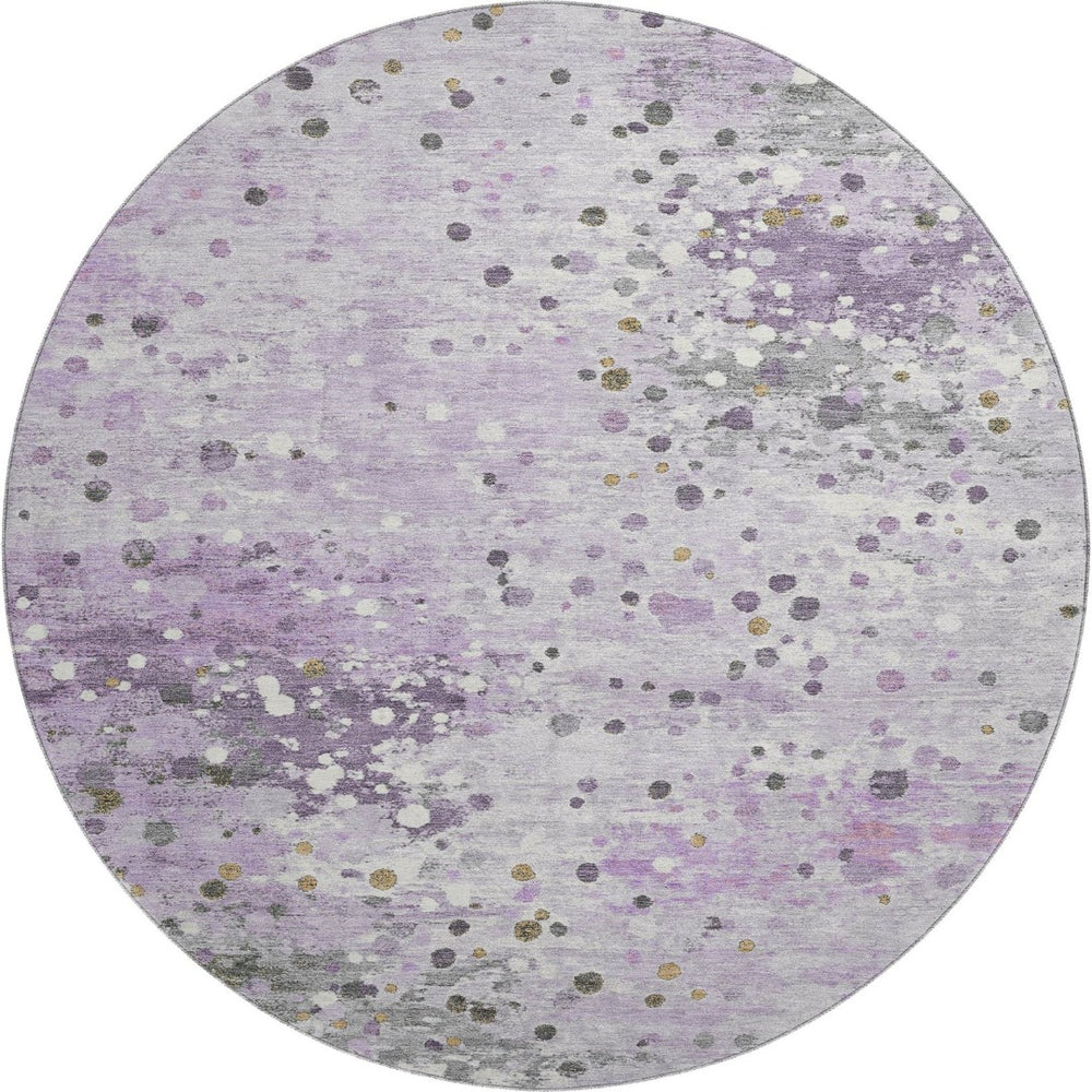 HomeRoots 8' X 10' Stylish Lavender Gray Ivory Abstract Area Rug - Washable, UV Protected, Pet-Friendly Design! 710757