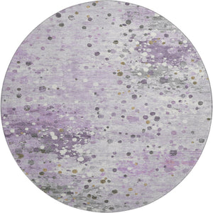 HomeRoots 8' X 10' Stylish Lavender Gray Ivory Abstract Area Rug - Washable, UV Protected, Pet-Friendly Design! 710757