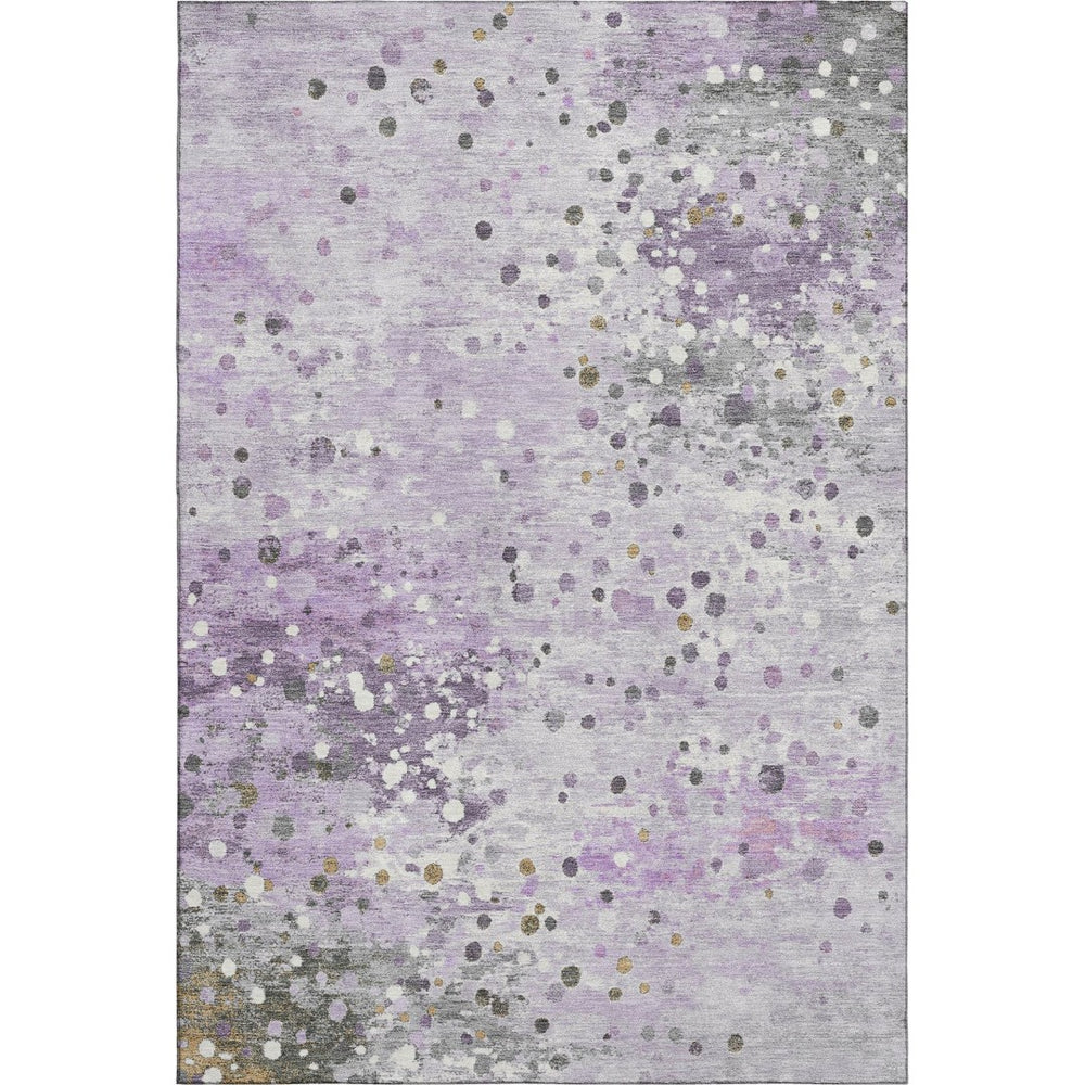 HomeRoots 9' X 12' Stylish Lavender Gray & Ivory Abstract Area Rug – Washable, UV Protected, Non-Slip Backing 710758