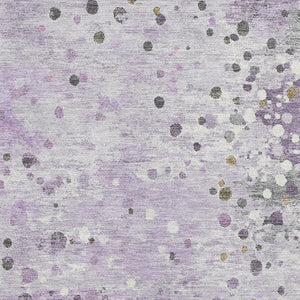 HomeRoots 9' X 12' Stylish Lavender Gray & Ivory Abstract Area Rug – Washable, UV Protected, Non-Slip Backing 710758