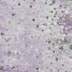 HomeRoots 10' Modern Lavender Gray and Ivory Abstract Washable Area Rug with UV Protection for High-Traffic Spaces 710759