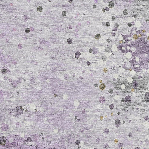 HomeRoots 10' Modern Lavender Gray and Ivory Abstract Washable Area Rug with UV Protection for High-Traffic Spaces 710759
