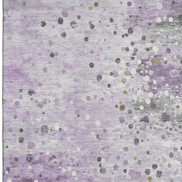 HomeRoots 10' Modern Lavender Gray and Ivory Abstract Washable Area Rug with UV Protection for High-Traffic Spaces 710759