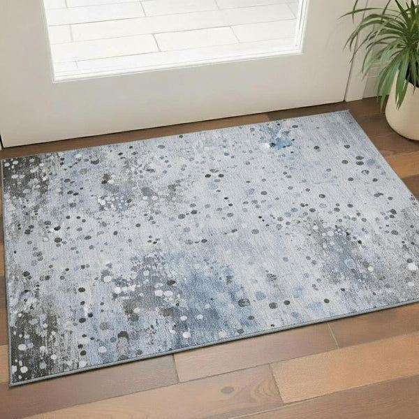 HomeRoots 5' x 8' Sky Blue Abstract Area Rug - Durable, Washable, UV-Protected & Perfect for Modern Spaces 710761