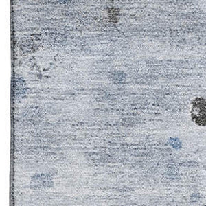 HomeRoots 8' Sky Blue Charcoal Ivory Abstract Washable Round Rug - Durable, Stain-Resistant, UV Safe Design 710762