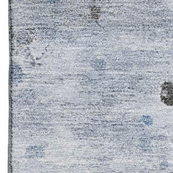 HomeRoots 8' Sky Blue Charcoal Ivory Abstract Washable Round Rug - Durable, Stain-Resistant, UV Safe Design 710762