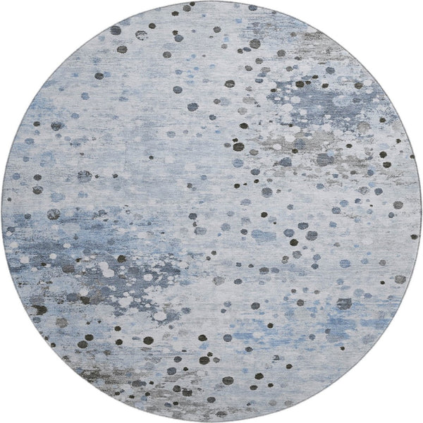 HomeRoots 8' X 10' Contemporary Sky Blue Charcoal Ivory Washable Area Rug with UV Protection & Soft Comfort 710763