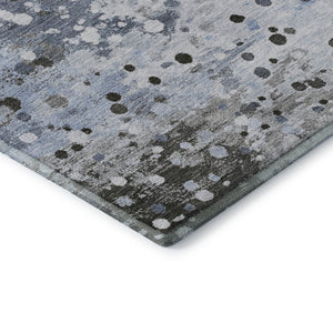HomeRoots 8' X 10' Contemporary Sky Blue Charcoal Ivory Washable Area Rug with UV Protection & Soft Comfort 710763