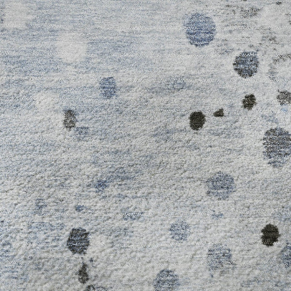 HomeRoots 8' X 10' Contemporary Sky Blue Charcoal Ivory Washable Area Rug with UV Protection & Soft Comfort 710763