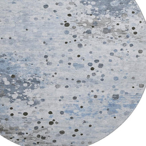HomeRoots 8' X 10' Contemporary Sky Blue Charcoal Ivory Washable Area Rug with UV Protection & Soft Comfort 710763