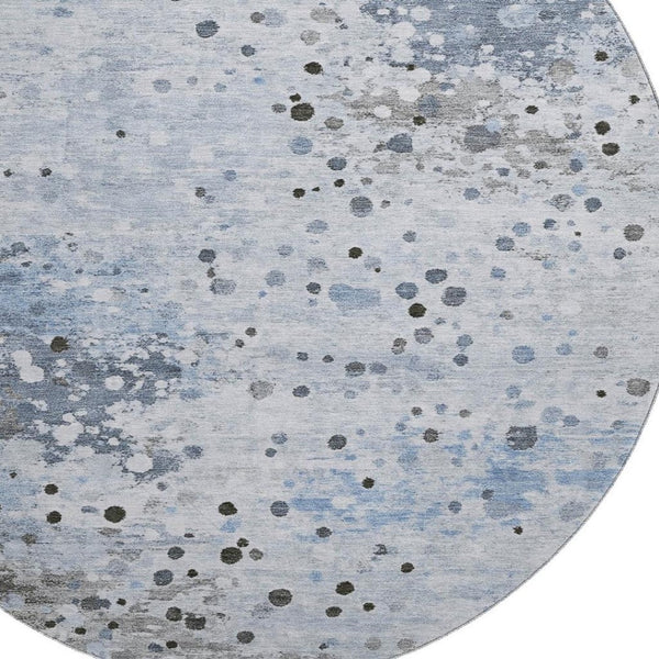 HomeRoots 8' X 10' Contemporary Sky Blue Charcoal Ivory Washable Area Rug with UV Protection & Soft Comfort 710763