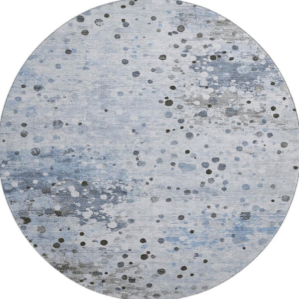 HomeRoots 8' X 10' Contemporary Sky Blue Charcoal Ivory Washable Area Rug with UV Protection & Soft Comfort 710763