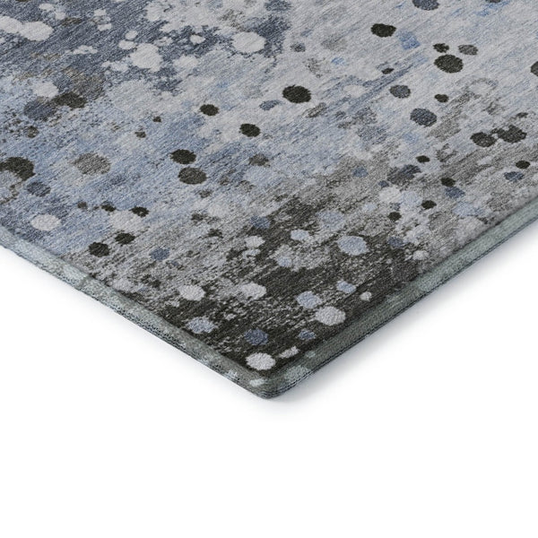 HomeRoots 9' X 12' Abstract Sky Blue Charcoal Ivory Area Rug - UV Protected, Stain-Resistant, Durable Design! 710764
