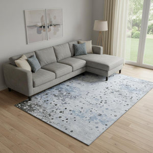 HomeRoots 10' Sky Blue Abstract Area Rug - Washable, UV Protected, Non-Slip, Perfect for High-Traffic Spaces! 710765