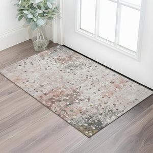 HomeRoots 5' X 8' Salmon Ivory Gray Abstract Area Rug - Washable, UV Protected, Stain Resistant for Homes 710767