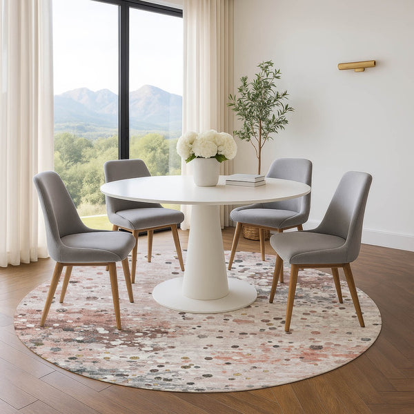 HomeRoots 8' X 10' Salmon Ivory Gray Washable Area Rug - Modern, Durable, UV-Protected, Non-Slip for Homes 710769