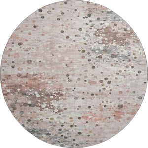 HomeRoots 8' X 10' Salmon Ivory Gray Washable Area Rug - Modern, Durable, UV-Protected, Non-Slip for Homes 710769