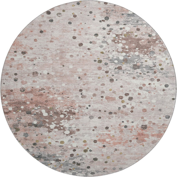 HomeRoots 8' X 10' Salmon Ivory Gray Washable Area Rug - Modern, Durable, UV-Protected, Non-Slip for Homes 710769