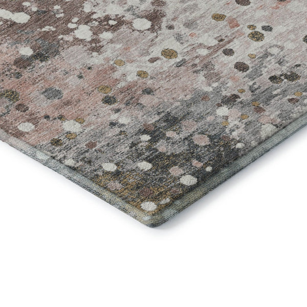 HomeRoots 8' X 10' Salmon Ivory Gray Washable Area Rug - Modern, Durable, UV-Protected, Non-Slip for Homes 710769