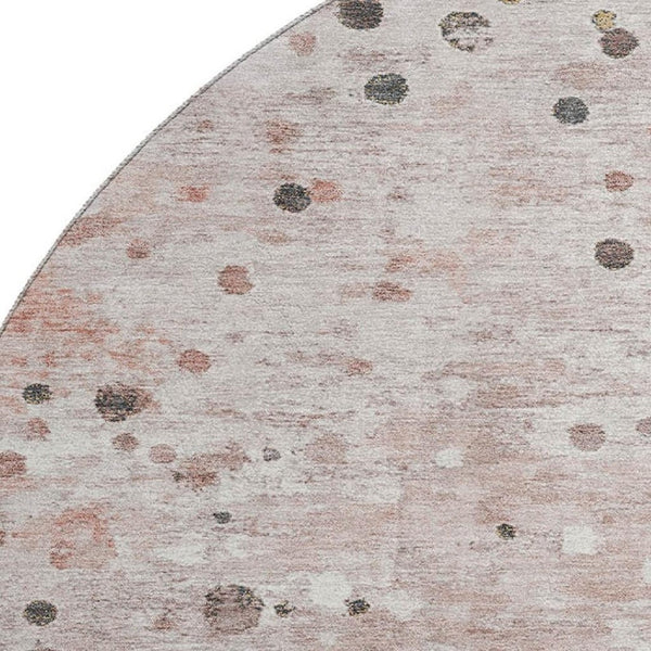 HomeRoots 8' X 10' Salmon Ivory Gray Washable Area Rug - Modern, Durable, UV-Protected, Non-Slip for Homes 710769
