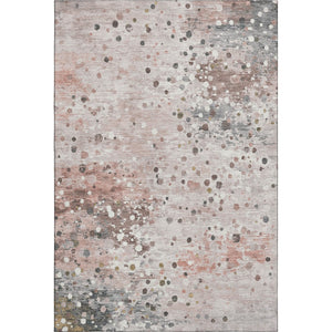 HomeRoots 10' Contemporary Salmon, Ivory & Gray Abstract Washable Area Rug with UV Protection for Homes 710771