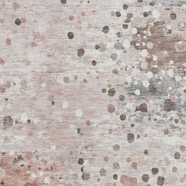 HomeRoots 10' Contemporary Salmon, Ivory & Gray Abstract Washable Area Rug with UV Protection for Homes 710771